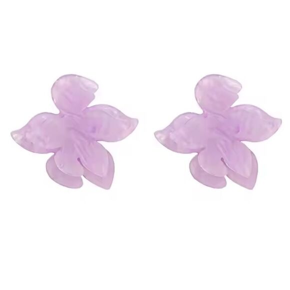Bohemian purple flower stud earrings A801 - Picture 1 of 4